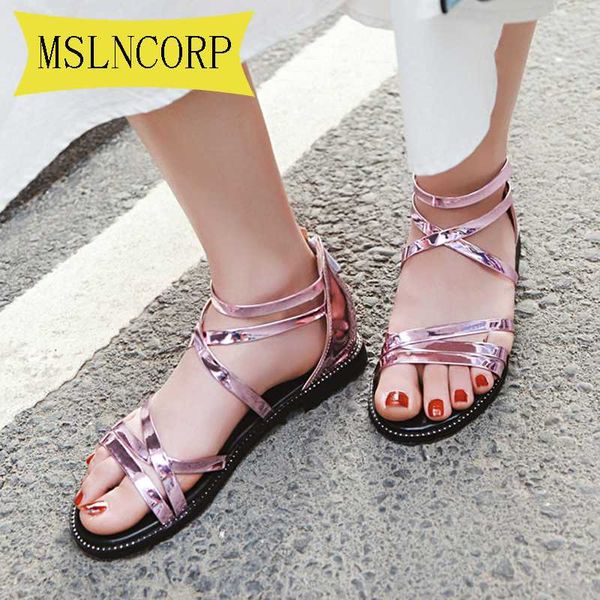 big size 34-43 women summer flat bling patent leather ladies sandals comfortable flat sandal open toe beach shoes woman footwear, Black
big size 34-43 women summer flat bling patent leather ladies sandals comfortable flat sandal open toe beach shoes woman footwear, Black