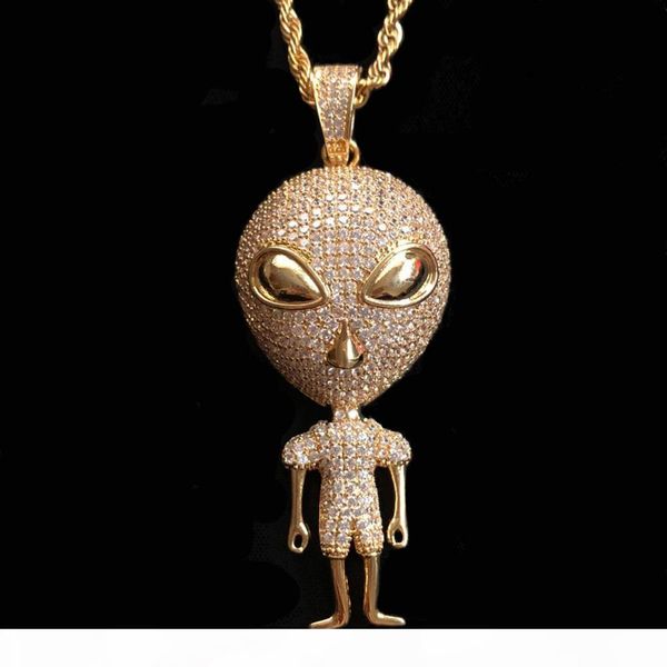 new hip hop jewelry alien pendant necklace gold color bling cubic zircon men women's necklace with rope chain for gift, Silver
new hip hop jewelry alien pendant necklace gold color bling cubic zircon men women's necklace with rope chain for gift, Silver