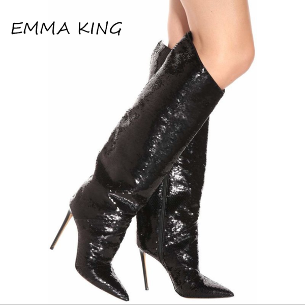 emma king fashion new 2020 sequin straight-tube knee high boots for ladies walk show with thin high heels, Black
emma king fashion new 2020 sequin straight-tube knee high boots for ladies walk show with thin high heels, Black