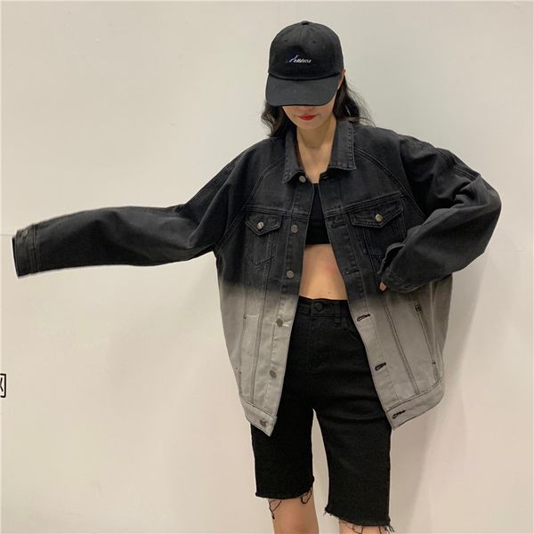 denim jacket women 2020 spring autumn fashion new loose gradient retro single-breasted long-sleeved denim jacket tide h008, Black;brown
denim jacket women 2020 spring autumn fashion new loose gradient retro single-breasted long-sleeved denim jacket tide h008, Black;brown