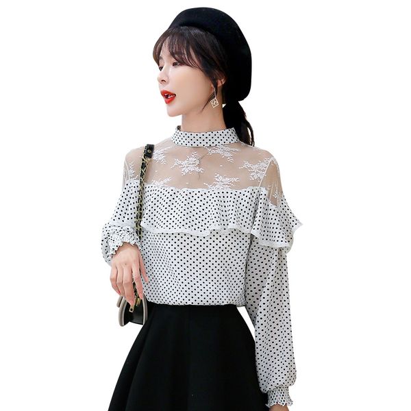 korea ruffles chiffon women blouse elegant mesh bottoming office shirts ladies autumn vintage blouses blusas mujer, White
korea ruffles chiffon women blouse elegant mesh bottoming office shirts ladies autumn vintage blouses blusas mujer, White