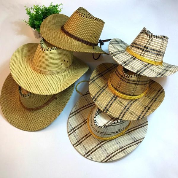 men cowboy caps straw hat summer casual trendy jazz hats beach sun hats fedora collapsible j4, Blue;gray
men cowboy caps straw hat summer casual trendy jazz hats beach sun hats fedora collapsible j4, Blue;gray