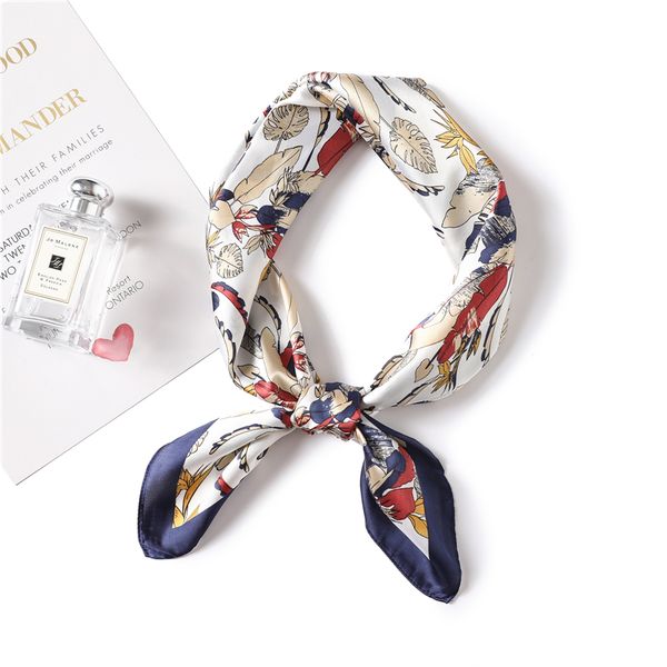 floral print silk square scarf women neck ring wraps hair accessories foulard lady head band kerchief, Blue;gray 
floral print silk square scarf women neck ring wraps hair accessories foulard lady head band kerchief, Blue;gray