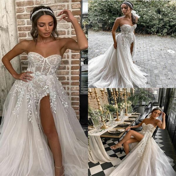 high split wedding dresses 2021 bohemian appliqued lace ruched tulle a line bridal gowns sweep train beach boho robes de mariée al7152, White
high split wedding dresses 2021 bohemian appliqued lace ruched tulle a line bridal gowns sweep train beach boho robes de mariée al7152, White