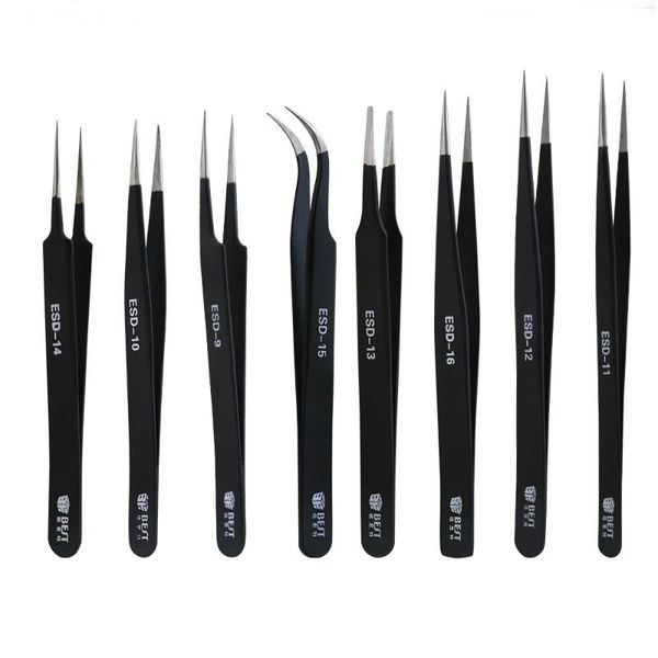 8 in 1 bga precision esd tweezers set, stainless steel anti-static tweezers repair tool soldering station welding assist
8 in 1 bga precision esd tweezers set, stainless steel anti-static tweezers repair tool soldering station welding assist