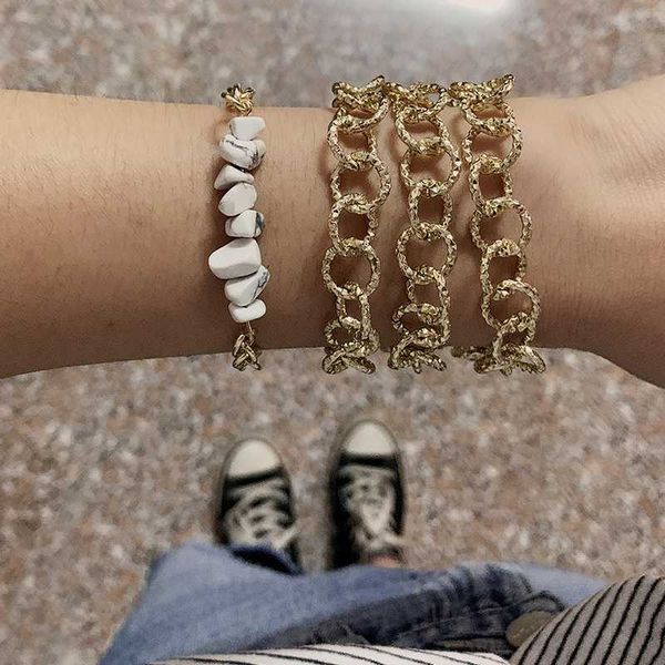 2pcs/set classic women bracelets set geometric chain natural stone gold bracelet retro female wedding party jewelry, Black
2pcs/set classic women bracelets set geometric chain natural stone gold bracelet retro female wedding party jewelry, Black