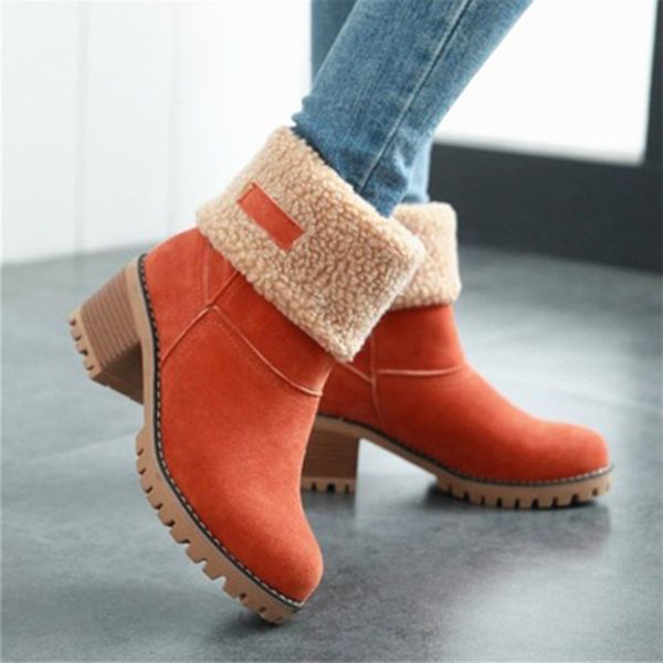 women's fashion solid flock med heels ankle boots slip on plus size shoes 43 for women winter warm plush booties mujer, Black
women's fashion solid flock med heels ankle boots slip on plus size shoes 43 for women winter warm plush booties mujer, Black