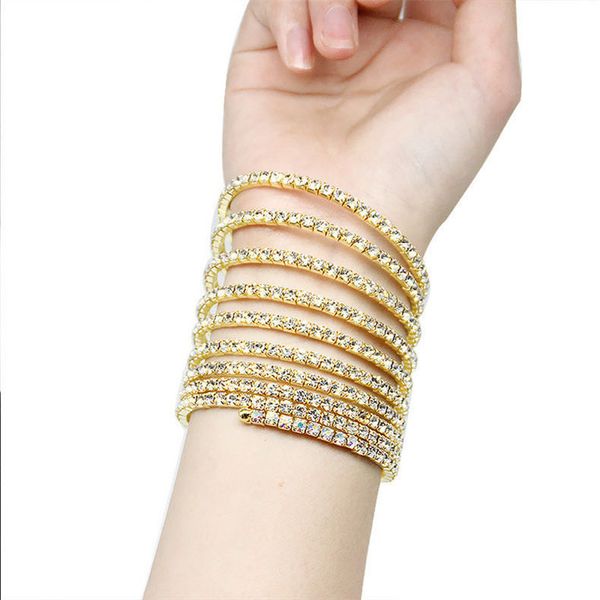 2020new fashion 12 rows rhinestone bangle bracelet silver plated and gold color spiral ab crystal upper arm bracelet bridal jewe, Black
2020new fashion 12 rows rhinestone bangle bracelet silver plated and gold color spiral ab crystal upper arm bracelet bridal jewe, Black