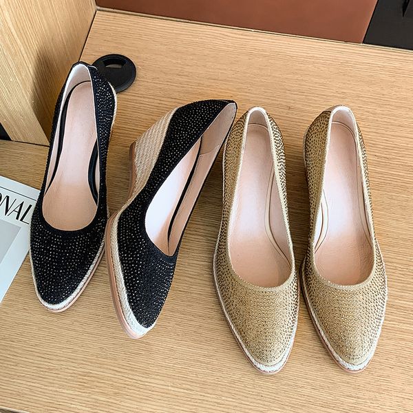 cialisa wedges women shoes versatile new nude shoes platform casual shallow leather high heel gold single shoe women, Black
cialisa wedges women shoes versatile new nude shoes platform casual shallow leather high heel gold single shoe women, Black