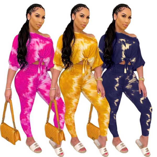 women's tracksuits summer sales slash shoulder women sets half sleeve tie-dye prints tying crop high waist jogger sweatpants casual, Gray
women's tracksuits summer sales slash shoulder women sets half sleeve tie-dye prints tying crop high waist jogger sweatpants casual, Gray