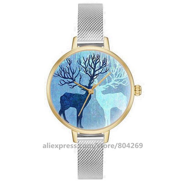 women's watch deer animal graphics watch steel belt quartz wrist light blue, Slivery;brown
women's watch deer animal graphics watch steel belt quartz wrist light blue, Slivery;brown