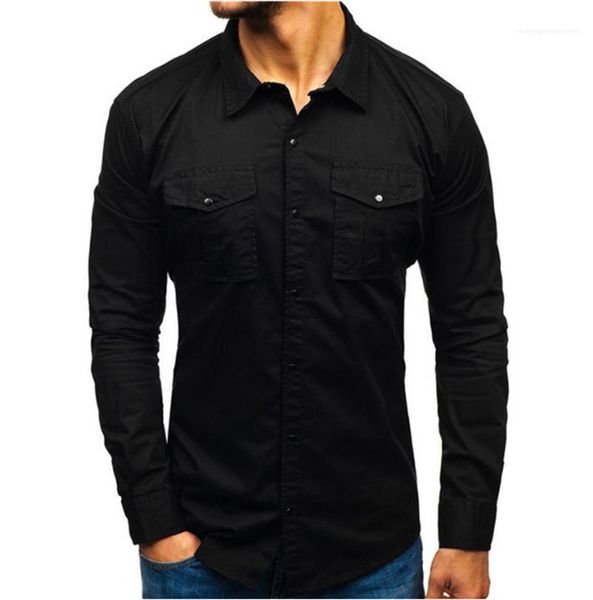 mens slim with packet cardigan mens clothing casual solid color mens shirts turn down collar designer, White;black
mens slim with packet cardigan mens clothing casual solid color mens shirts turn down collar designer, White;black
