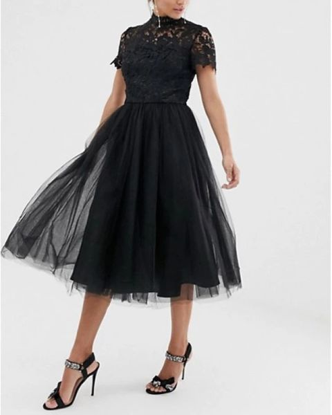 a-line little black dress party wear guest cocktail party dress high neck short sleeve tea length lace tulle with pleats
a-line little black dress party wear guest cocktail party dress high neck short sleeve tea length lace tulle with pleats