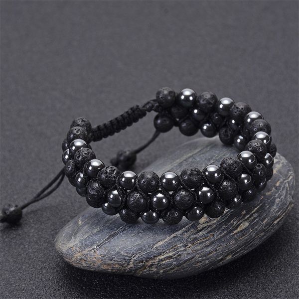 3 row natural lava volcanic stone bracelet chakra hematite healing bracelets essential oil diffuser bead braided yoga bracelet, Black
3 row natural lava volcanic stone bracelet chakra hematite healing bracelets essential oil diffuser bead braided yoga bracelet, Black