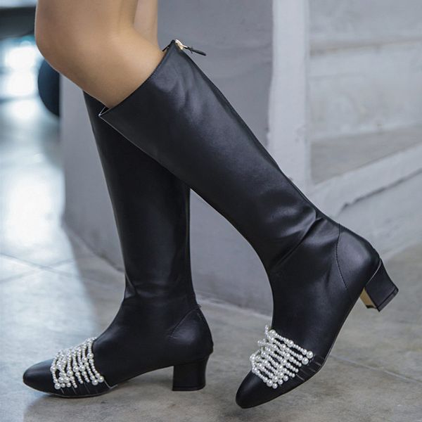 низкие каблуки из натуральной кожи круглый носок с pearl назад молния плюшевые длинные сапоги современной кожаный ботинок, Black
низкие каблуки из натуральной кожи круглый носок с pearl назад молния плюшевые длинные сапоги современной кожаный ботинок, Black