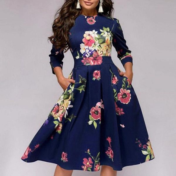 casual dresses 2021 dress evening party vintage flower printed elegant women clothing 3/4 sleeve round neck a-line slim midi vestid, Black;gray
casual dresses 2021 dress evening party vintage flower printed elegant women clothing 3/4 sleeve round neck a-line slim midi vestid, Black;gray