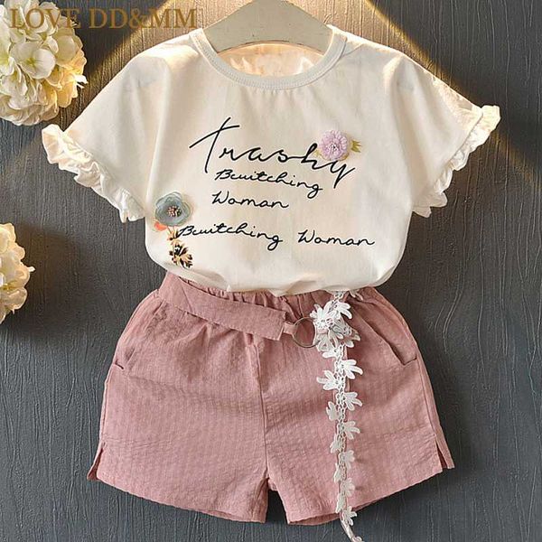 love dd&mm girls sets 2020 summer new girls clothing short-sleeved loose letter flower t-shirts + waist shorts belt clothes, White
love dd&mm girls sets 2020 summer new girls clothing short-sleeved loose letter flower t-shirts + waist shorts belt clothes, White