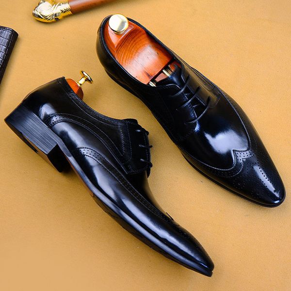 2020 autumn winter mens dress shoes genuine leather lace up wedding pointed brogue formal oxfords business office shoes for men, Black
2020 autumn winter mens dress shoes genuine leather lace up wedding pointed brogue formal oxfords business office shoes for men, Black