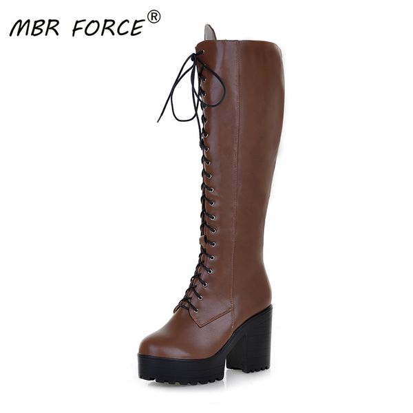 mbr force fashion women cross strap lace up pu leather boots autumn knee high boots ladies thick sole platform botas mujer, Black
mbr force fashion women cross strap lace up pu leather boots autumn knee high boots ladies thick sole platform botas mujer, Black