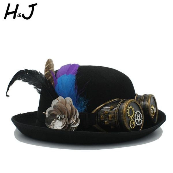 women men black handwork steampunk bowler hat for cosplay bailey ofhollywood fedora halloween party caps with punk gear glasses, Blue;gray
women men black handwork steampunk bowler hat for cosplay bailey ofhollywood fedora halloween party caps with punk gear glasses, Blue;gray