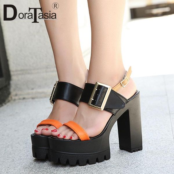 doratasia fashion girl summer sandals party dress mixed color sandals women platform buckle block heel shoes woman, Black
doratasia fashion girl summer sandals party dress mixed color sandals women platform buckle block heel shoes woman, Black