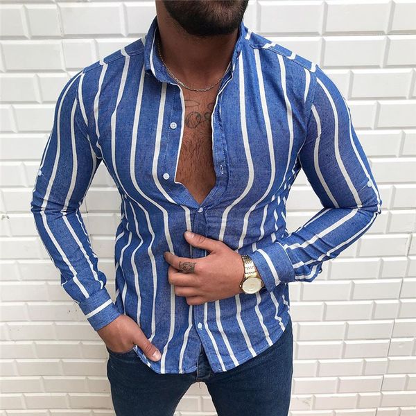 men's casual shirts 2021 european and american striped muscle lapel fashion buttons on clothes 4 colors, White;black
men's casual shirts 2021 european and american striped muscle lapel fashion buttons on clothes 4 colors, White;black