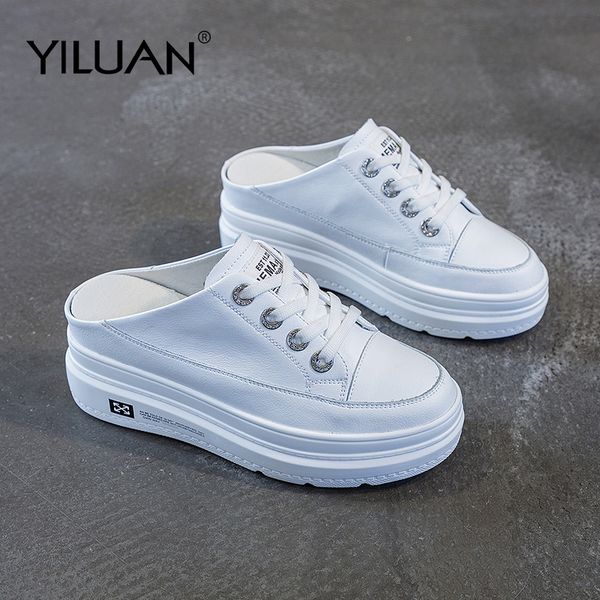 yiluan new slippers small white female leather wear fashion casual thick patform icreased pedal lazy shoes color mixing single, Black
yiluan new slippers small white female leather wear fashion casual thick patform icreased pedal lazy shoes color mixing single, Black