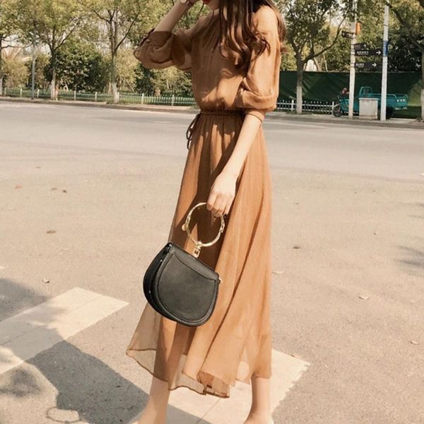 casual dresses women chiffon dress spring summer 3/4 sleeve plain a-line high waist korean office ladies causal midi black preppy style, Black;gray
casual dresses women chiffon dress spring summer 3/4 sleeve plain a-line high waist korean office ladies causal midi black preppy style, Black;gray