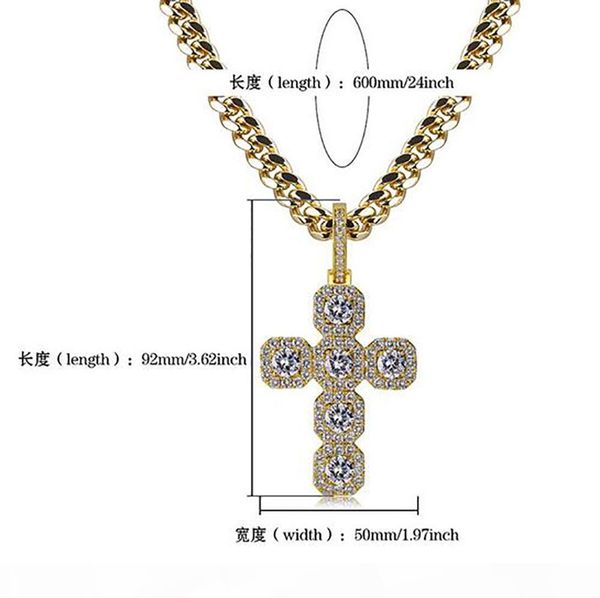 92mm large size iced out cross pendant necklace bling micro pave cubic zirconia simulated diamonds 10mm 18inch cuban chain retro style, Silver
92mm large size iced out cross pendant necklace bling micro pave cubic zirconia simulated diamonds 10mm 18inch cuban chain retro style, Silver