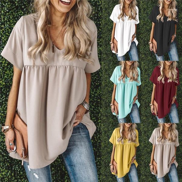 tshirts summer short sleeve v neck ladies fashion female panelled peplum tees pure color designer womens, White
tshirts summer short sleeve v neck ladies fashion female panelled peplum tees pure color designer womens, White