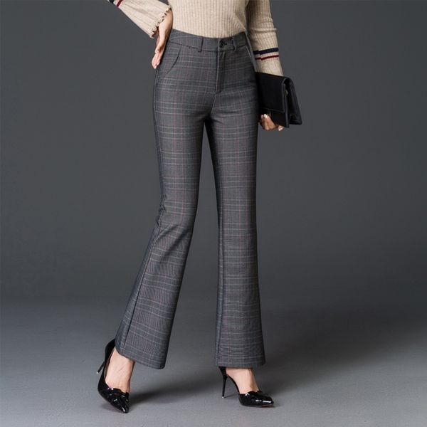 2020 autumn new women plaid flare pants s to 5xl casual bell-bottom fashion stretch large size slimming office trousers big yard, Black
2020 autumn new women plaid flare pants s to 5xl casual bell-bottom fashion stretch large size slimming office trousers big yard, Black