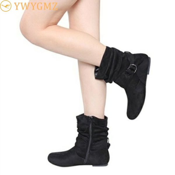 women's spring autumn design buckle strap ankle boots women lady flat heels nubuck zip riding snow boots shoes plus size 35-43, Black
women's spring autumn design buckle strap ankle boots women lady flat heels nubuck zip riding snow boots shoes plus size 35-43, Black