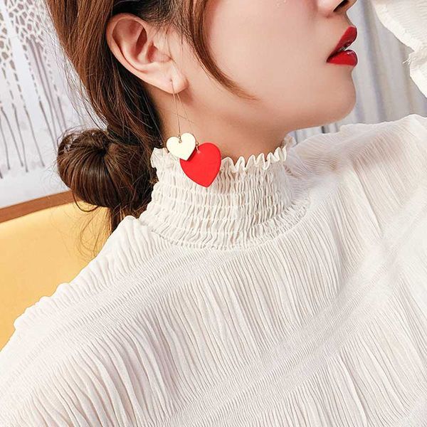 aensoa fashion gold color heart shape drop earring for women brinco vintage red geometric love heart hanging earring 2020 korean, Silver
aensoa fashion gold color heart shape drop earring for women brinco vintage red geometric love heart hanging earring 2020 korean, Silver