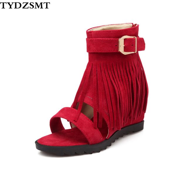 tydzsmt women sandals quality flock gladiator wedges shoes for women height increasing zip block heel shoes fringe woman, Black
tydzsmt women sandals quality flock gladiator wedges shoes for women height increasing zip block heel shoes fringe woman, Black