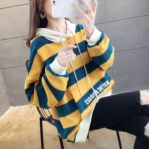 spring long sleeve hooded sweatshirts casual hoodie pullover 2020 women new fashion large size stripe sweatshirt coat mujer 66, Black
spring long sleeve hooded sweatshirts casual hoodie pullover 2020 women new fashion large size stripe sweatshirt coat mujer 66, Black