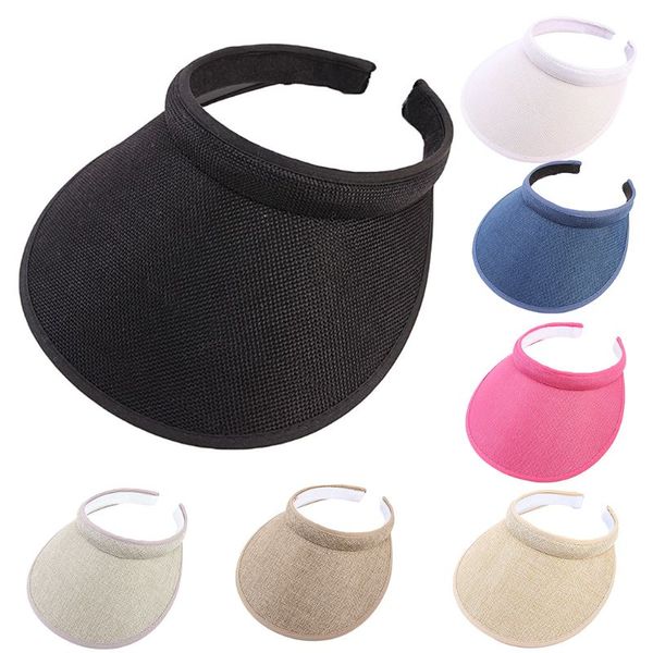 women women men clip-on uv protection sun visor hat faux linen plaid weave empty open solid color wide brim beach cap, Blue;gray
women women men clip-on uv protection sun visor hat faux linen plaid weave empty open solid color wide brim beach cap, Blue;gray