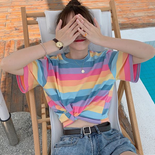 kawaii rainbow striped crop summer new t shirt women harajuku tshirt short sleeve korean punk 90s t-shirts camiseta feminina, White
kawaii rainbow striped crop summer new t shirt women harajuku tshirt short sleeve korean punk 90s t-shirts camiseta feminina, White