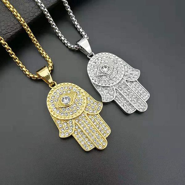 hip hop rhinestones paved bling iced out stainless steel fatima hand pendants necklaces for men amulet jewelry drop shipping, Silver
hip hop rhinestones paved bling iced out stainless steel fatima hand pendants necklaces for men amulet jewelry drop shipping, Silver