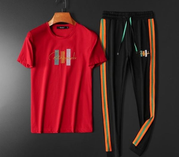 2020 summer new mens two-piece short-sleeve t-shirt casual sports letter embroidered t-shirt+long pant set mens tracksuits high quality, Gray
2020 summer new mens two-piece short-sleeve t-shirt casual sports letter embroidered t-shirt+long pant set mens tracksuits high quality, Gray