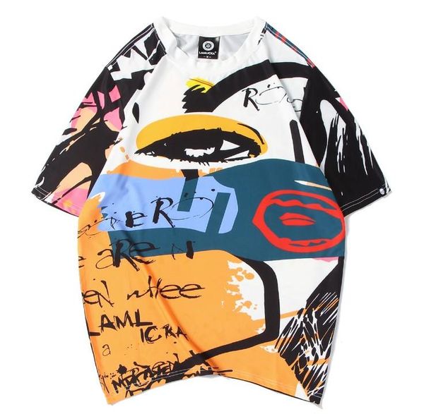 summer new graffiti print crew trend t-shirt for men loose casual half sleeve tee size 5xl, White;black
summer new graffiti print crew trend t-shirt for men loose casual half sleeve tee size 5xl, White;black