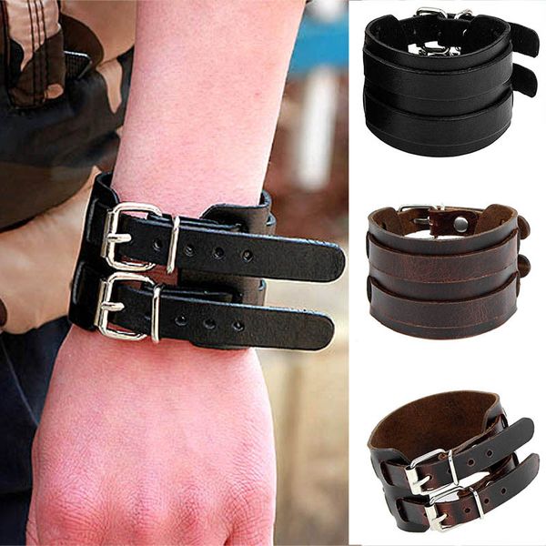 charm bracelets punk leather bracelet men women retro style double buckle individuality harajuku adjustable soft comfortable all-match, Golden;silver
charm bracelets punk leather bracelet men women retro style double buckle individuality harajuku adjustable soft comfortable all-match, Golden;silver