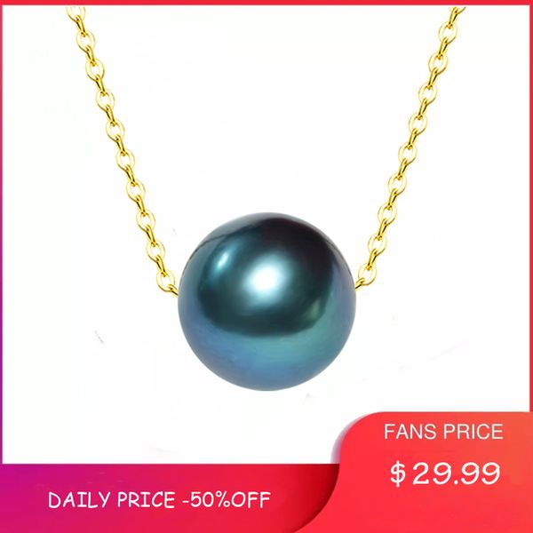 zhixi real tahitian black pearl pendant necklace 8-9mm seawater pearl and 18k gold chain women's fine jewelry d346, Silver
zhixi real tahitian black pearl pendant necklace 8-9mm seawater pearl and 18k gold chain women's fine jewelry d346, Silver