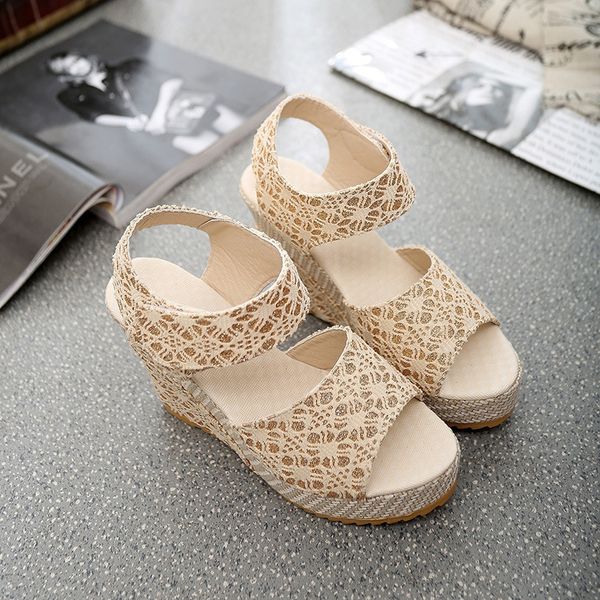 women sandals 2020 new summer fashion lace hollow gladiator wedges shoes woman slides peep toe hook & loop solid lady casual, Black
women sandals 2020 new summer fashion lace hollow gladiator wedges shoes woman slides peep toe hook & loop solid lady casual, Black