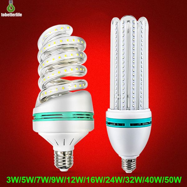 

e27 led corn bulb u spiral shape 85-265v 3000k/6500k 3w 5w 7w 9w 12w 18w 24w 32w energy saving lights for home