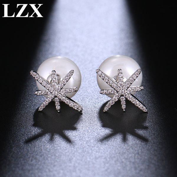 stud lzx trendy white gold color cubic zirconia stone imitation pearl earrings for women fashion party jewelry, Golden;silver
stud lzx trendy white gold color cubic zirconia stone imitation pearl earrings for women fashion party jewelry, Golden;silver