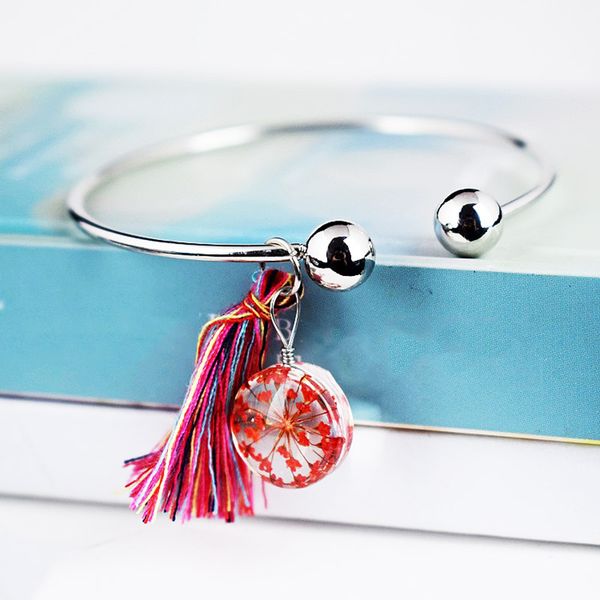 1pc new open bracelets for women glass ball gifts dried flower female tassel bangle wedding gifts, Black
1pc new open bracelets for women glass ball gifts dried flower female tassel bangle wedding gifts, Black