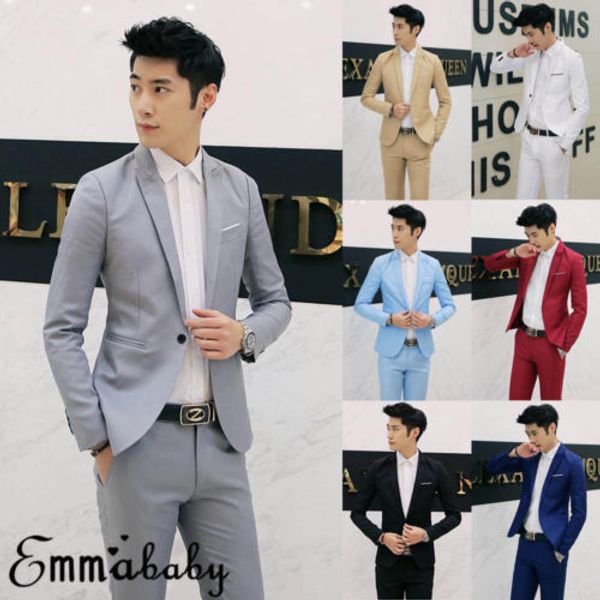stylish men's casual slim fit formal one button suit blazer coat jacket new plus size, White;black
stylish men's casual slim fit formal one button suit blazer coat jacket new plus size, White;black
