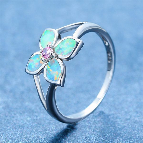 wedding rings cute female blue white fire opal ring boho silver color flower promise love engagement for women, Slivery;golden 
wedding rings cute female blue white fire opal ring boho silver color flower promise love engagement for women, Slivery;golden