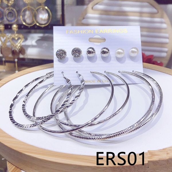 ximei oversize big 6 pairs/sets hoop earring metal stud fashion for women girl hyperbole jewelry earring, Golden;silver 
ximei oversize big 6 pairs/sets hoop earring metal stud fashion for women girl hyperbole jewelry earring, Golden;silver
