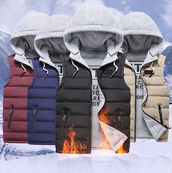 2020 men's down vests cotton-padded winter jacket waistcoat sleeveless solid zipper thick hooded coats male overcoat warm vests, Black;brown
2020 men's down vests cotton-padded winter jacket waistcoat sleeveless solid zipper thick hooded coats male overcoat warm vests, Black;brown